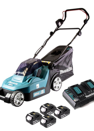 Cortacésped a batería Makita DLM 382 PF4 36 V (2x 18 V) 38 cm 40 l + 4x batería 3,0 Ah + cargador doble