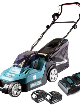 Makita DLM 382 PG2 Kosiarka akumulatorowa 36 V ( 2x 18 V ) 38 cm 40 l + 2x akumulator 6,0 Ah + podwójna ładowarka