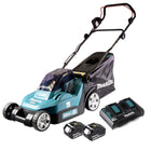 Makita DLM 382 PG2 Kosiarka akumulatorowa 36 V ( 2x 18 V ) 38 cm 40 l + 2x akumulator 6,0 Ah + podwójna ładowarka