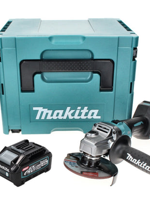 Amoladora angular a batería Makita GA 005 GM101 40 V máx. 125 mm sin escobillas XGT + 1x batería 4,0 Ah + Makpac - sin cargador