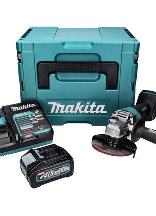 Amoladora angular a batería Makita GA 013 GM101 40 V máx. 125 mm sin escobillas XGT + 1x batería 4,0 Ah + cargador + Makpac