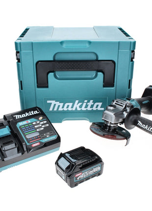 Amoladora angular a batería Makita GA 008 GD101 40 V máx. 125 mm sin escobillas XGT + 1x batería 2,5 Ah + cargador + Makpac