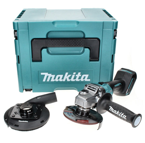 Amoladora angular a batería Makita GA 008 GZ01 40 V máx. 125 mm sin escobillas XGT + campana de aspiración + Makpac