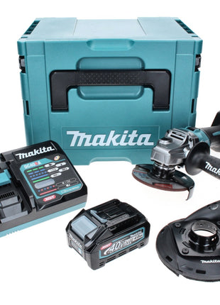 Makita GA 008 GM101 Akku Winkelschleifer 40 V max. 125 mm Brushless  XGT + 1x Akku 4,0 Ah + Ladegerät + Absaughaube + Makpac