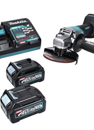 Amoladora angular a batería Makita GA 016 GD2 40 V máx. 125 mm sin escobillas XGT + 2 baterías 2,5 Ah + cargador