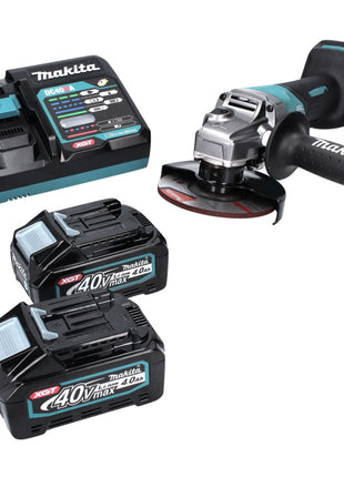 Makita GA 016 GM2 Meuleuse d'angle sur batterie 40 V max 125 mm Brushless XGT + 2x Batteries 4.0 Ah + Chargeur