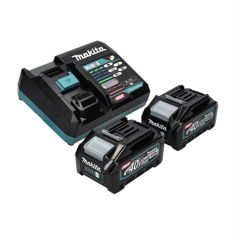 Kit di alimentazione Makita 40 V max. con 2x batteria BL 4040 4,0 Ah XGT ( 2x 191B26-6 ) + caricatore rapido DC 40 RA XGT LXT ( 191E07-8 )