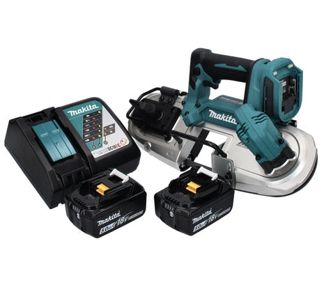 Makita DPB 183 RT akumulatorowa piła taśmowa 18 V 66 mm bezszczotkowa + 2x akumulator 5,0 Ah + ładowarka