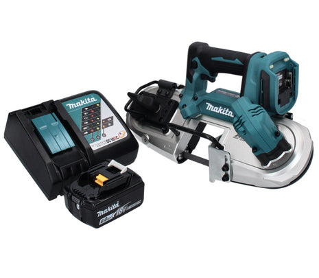 Makita DPB 183 RG1 Scie à ruban sans fil 18 V 66 mm Brushless + 1x Batterie 6,0 Ah + Chargeur