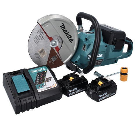 Makita DCE 090 RG2X1 amoladora de corte a batería 36 V (2x 18 V) 230 mm sin escobillas + 2x batería 6,0 Ah + cargador