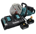 Makita DCE 090 PG2X1 amoladora de corte a batería 36 V (2x 18 V) 230 mm sin escobillas + 2x batería 6,0 Ah + cargador doble