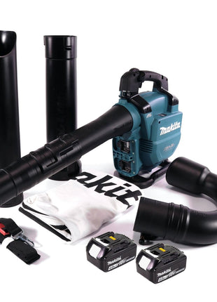 Makita DUB 363 M2V Akku Gebläse / Laubsauger 36 V ( 2x 18 V ) Brushless + Absaug Set + 2x Akku 4,0 Ah - ohne Ladegerät