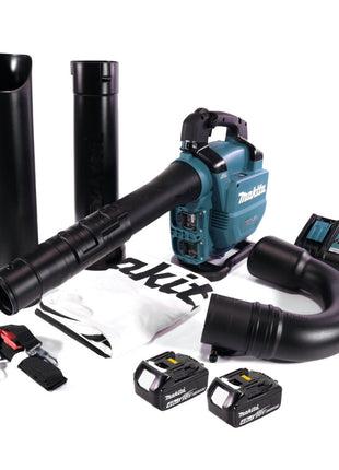 Makita DUB 363 RM2V souffleur/aspirateur à feuilles sans balais 36 V (2x 18 V) + kit d'aspiration + 2x batterie 4,0 Ah + chargeur