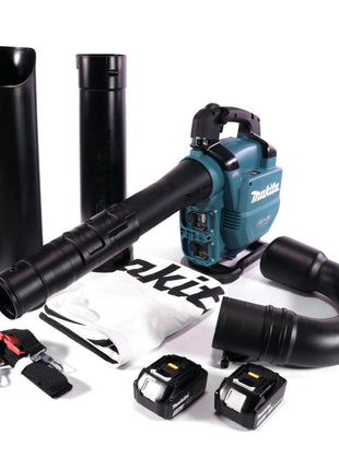 Makita DUB 363 T2V Souffleur / Aspirateur à feuilles 36 V (2x 18 V) brushless + kit d'aspiration + 2x Batteries 5,0 Ah - sans chargeur