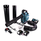 Soplador / aspirador de hojas a batería Makita DUB 363 RT2V 36 V (2x 18 V) sin escobillas + set de aspiración + 2x batería 5,0 Ah + cargador