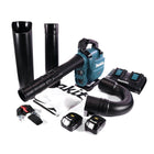 Makita DUB 363 PT2V Aspirateur Souffleur sans fil 36 V ( 2x 18 V ) Brushless + 2x Batterie 5,0 Ah + 1x Double chargeur + Kit d'aspiration