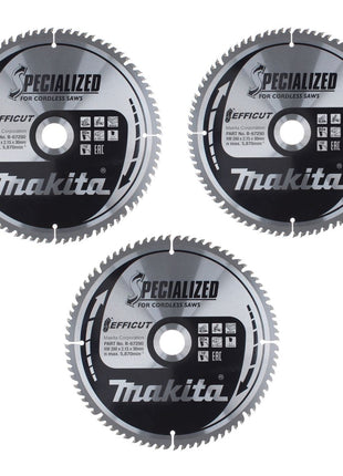 Makita CMSXF26080G Hoja de sierra SPECIALIZED EFFICUT 260 x 30 x 1,65 mm 3 piezas (3x B-67290) 80 dientes para madera