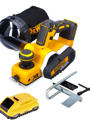 Raboteuse à batterie DeWalt DCP 580 N 18 V 82 mm sans balais + sac de récupération de poussière DWV 9390 + 1x batterie 3,0 Ah - sans chargeur