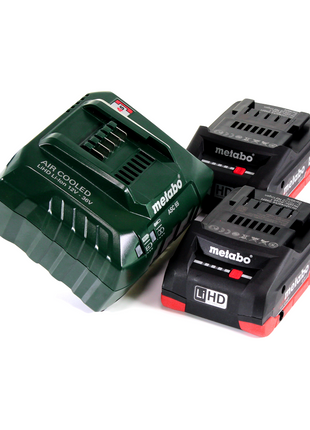 Metabo KHA 18 LTX Perforateur sans fil 18 V 2,2 J SDS Plus + 2x Batteries 4,0 Ah + Chargeur + jeu de perceuses et burins - 11 pièces.Certifié PGM + Coffret metaBOX