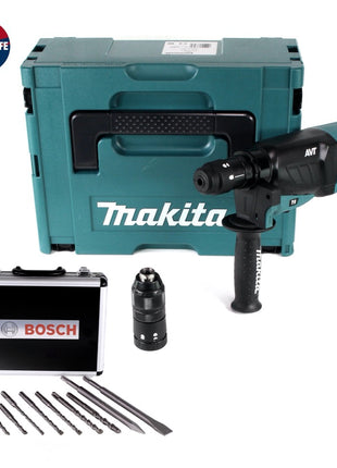 Makita HR 2631 FTJ Kombihammer 800 W SDS Plus + Schnellspannbohrfutter + Bohrer und Meißel Set 11 tlg. PGM zertifiziert + Makpac - Toolbrothers