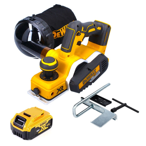 Cepilladora a batería DeWalt DCP 580 N 18 V 82 mm sin escobillas + bolsa para el polvo DWV 9390 + 1x batería 5,0 Ah - sin cargador