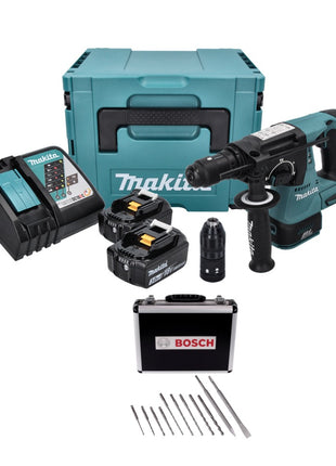 Makita DHR 243 RFJ Perforateur sans fil 18 V 2,0 J SDS plus Brushless + 2x Batteries 3,0 Ah + Chargeur + Jeu de 11 forets + Makpac