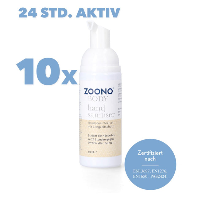 Zoono Germfree24 Handdesinfektion 10x 50 ml Schutz bis zu 24 Std. gegen 99,99 % aller Keime ( Zertifiziert nach PAS 2424 / EN13697 / EN1276 / EN1650 ) - Toolbrothers