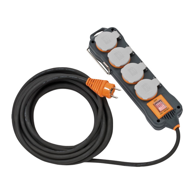Brennenstuhl professionalLINE Ciabatta elettrica con 4 prese ( 9151480100 ) - lunghezza cavo 8m, IP 54, H07RN-F 3G1,5