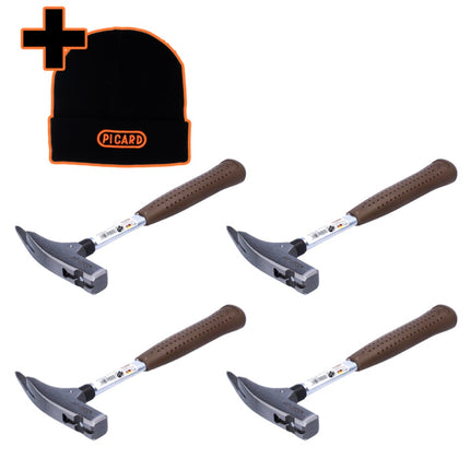 Picard 298 Set 4x Martelli da carpentiere 600 g, liscio ( 4x 0029800 ) + Cappello invernale, nero, misura universale