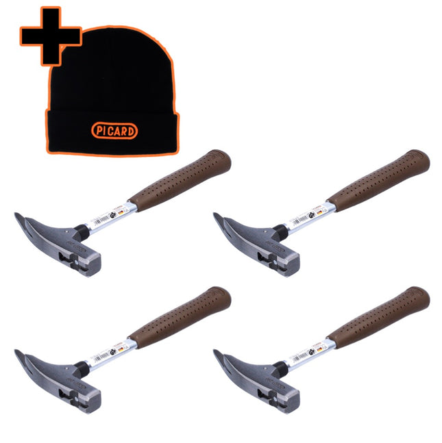 Picard 298 Set 4x Martelli da carpentiere 600 g, liscio ( 4x 0029800 ) + Cappello invernale, nero, misura universale