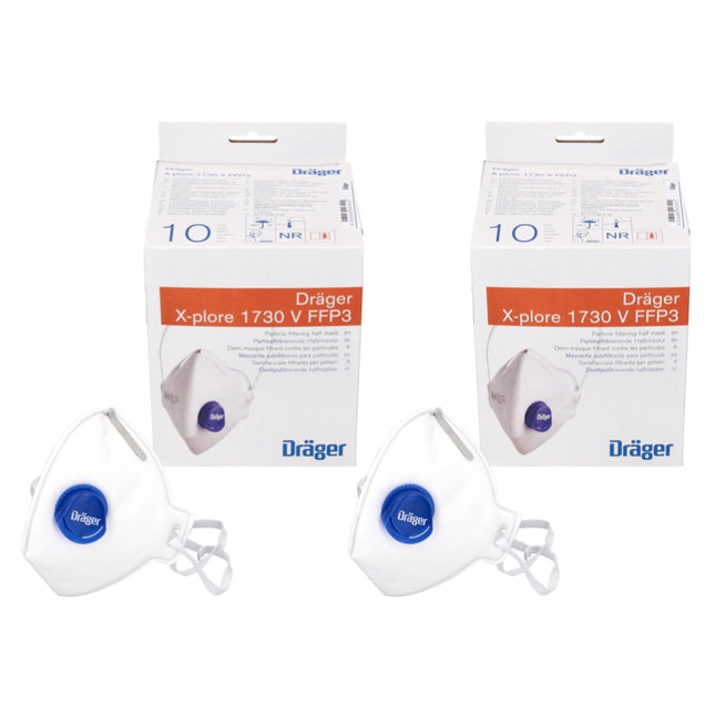 Dräger X-plore 1730 V NR D Semi-maschera filtrante FFP3 - 20 pz. Misura universale con respiratore a valvola CoolMAX
