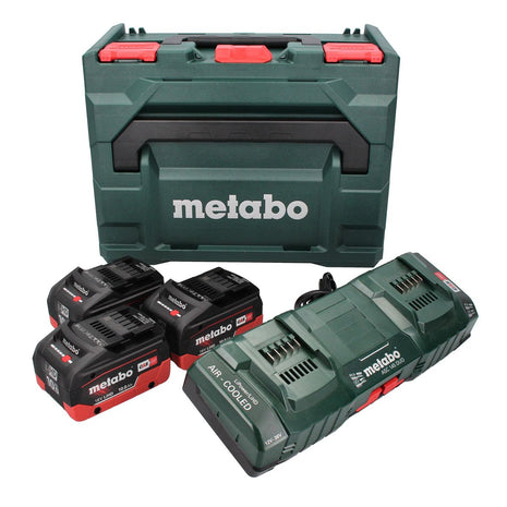 Metabo Set de base - 3x Batteries 18 V 10,0 Ah LIHD + Chargeur double + Coffret metaBOX