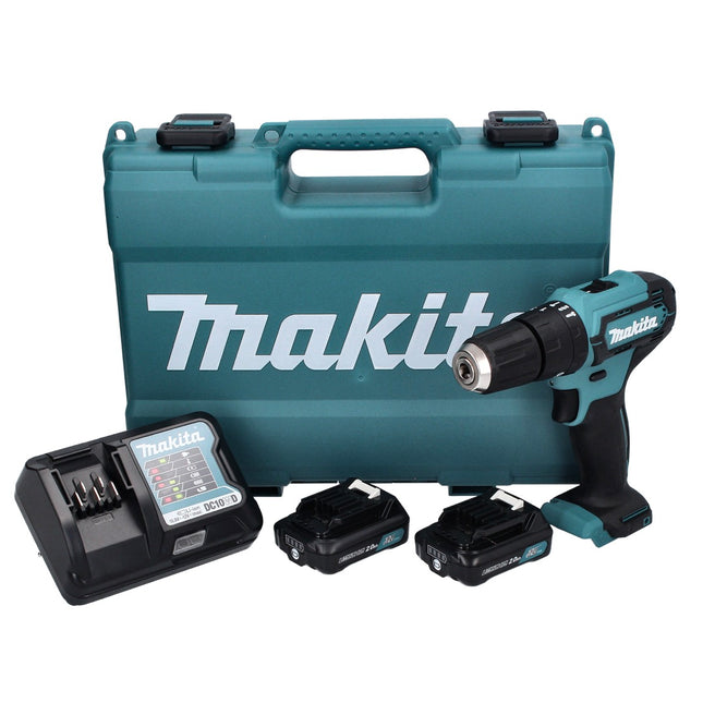 Makita HP 333 DWAE Akku Schlagbohrschrauber 12 V 30 Nm + 2x Akku 2,0 Ah + Ladegerät + Koffer - Toolbrothers