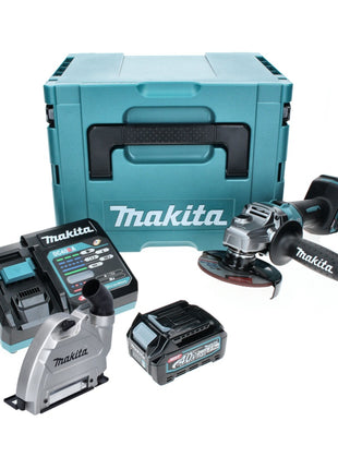 Makita GA 008 GD101 Akku Winkelschleifer 40 V max. 125 mm Brushless  XGT + 1x Akku 2,5 Ah + Ladegerät + Absaughaube + Makpac