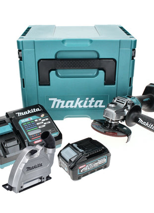 Makita GA008GM101 Meuleuse d'angle sans fil 125 mm 40V max. Brushless XGT + 1x Batterie 2,5 Ah + Chargeur + Capot d'aspiration + Coffret Makpac