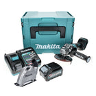 Makita GA008GM101 Meuleuse d'angle sans fil 125 mm 40V max. Brushless XGT + 1x Batterie 2,5 Ah + Chargeur + Capot d'aspiration + Coffret Makpac