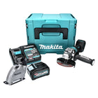 Amoladora angular a batería Makita GA 013 GM101 40 V máx. 125 mm sin escobillas XGT + 1x batería 4,0 Ah + cargador + campana de aspiración + Makpac