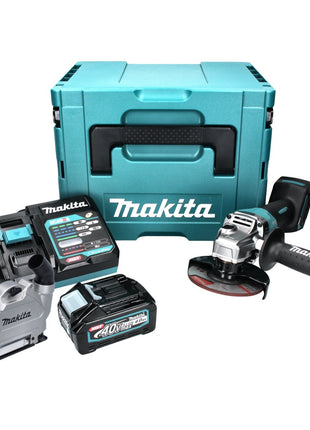 Makita GA016GM101 Meuleuse d'angle sans fil 125 mm 40V max. Brushless XGT + 1x Batterie 4,0 Ah + Chargeur + Capot d'aspiration + Coffret Makpac