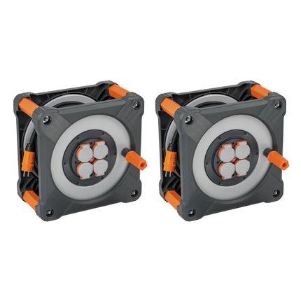 Brennenstuhl professionalLINE Set 2x Kabeltrommel mit Rundum Überrollschutz ( 2x 9201500100 ) 50 m 4 Steckdosen IP44 BGI 608
