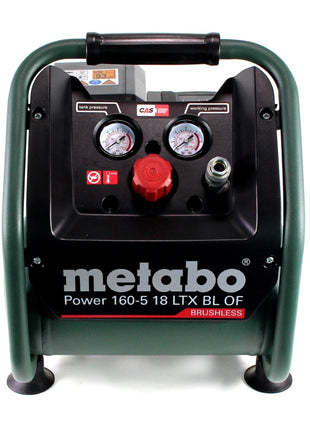 Metabo Power 160-5 18 LTX BL OF Akku Kompressor 18 V 8,0 bar Brushless + 1x Akku 10,0 Ah + Ladegerät