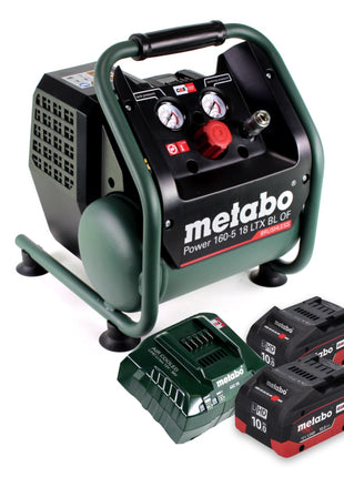 Metabo Power 160-5 18 LTX BL OF compresseur sans fil 18 V 8,0 bar sans brosse + 2x batterie 10,0 Ah + chargeur de batterie