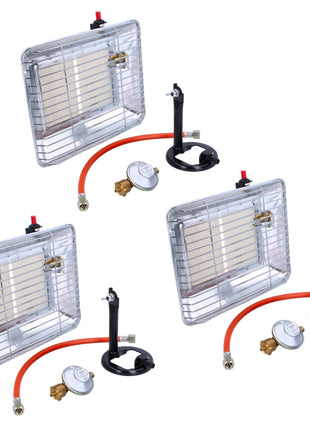 Rothenberger Industrial Set Chauffage au gaz Piezo (3x 35985) 2,7 kW - 4,2 kW pour bouteilles de gaz propane de 5 kg et 11 kg