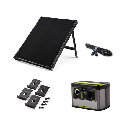 Goal Zero Yeti 200X Portable Power Station - 230 V 13 Ah + Boulder 50 Solarpanel 22 V 50 W 3,5 A + 4,5 Meter Verlängerungskabel + Boulder Montagekit
