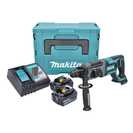 Makita DHR 241 RGJ Tassellatore a batteria 18V con attacco SDS-Plusin valigetta Makpac + 2x Batterie 6,0 Ah + Caricatore
