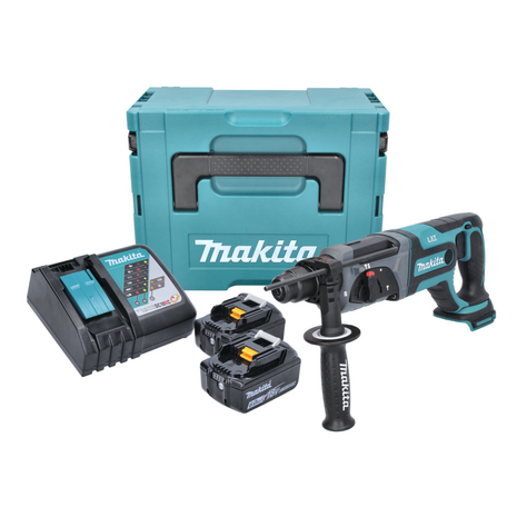 Makita DHR 241 RGJ Perceuse-visseuse à percussion sans fil 18 V 2.0 J SDS plus + 2x Batteries 6.0 Ah + Chargeur + Coffret Makpac