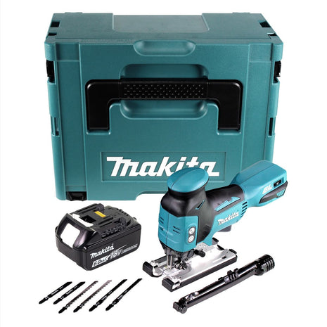 Sierra de calar pendular a batería Makita DJV 181 G1J 18 V sin escobillas + 1x batería 6,0 Ah + Makpac - sin cargador