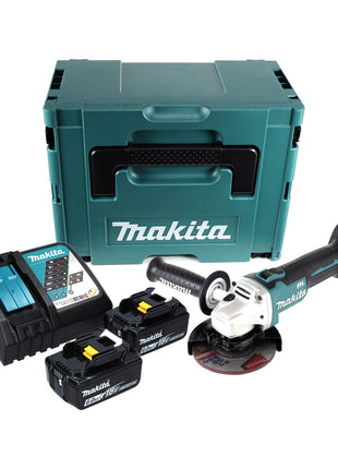 Amoladora angular a batería Makita DGA 504 RGJ 18 V 125 mm sin escobillas + 2x baterías 6,0 Ah + cargador + Makpac