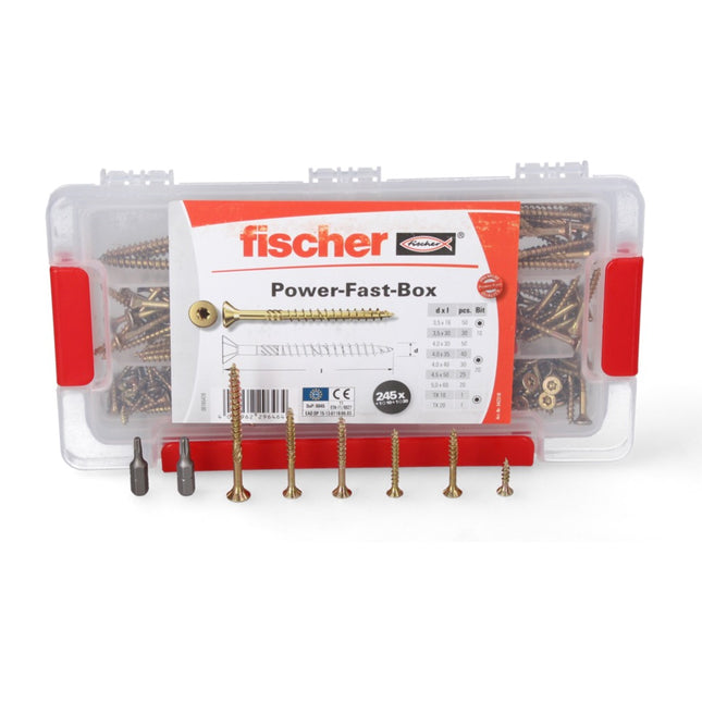 Fischer Power-Fast Box 245 pz. 3,5 - 5 mm ( 667005 ) - Testa svasata con doppio filetto Torx elettrozincato