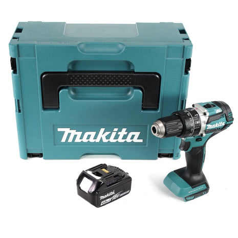 Makita DHP 484 M1J Perceuse visseuse à percussion sans fil 18 V 54 Nm Brushless + 1x Batterie 4,0 Ah + Makpac - sans chargeur