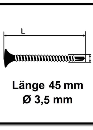 SPAX GIX-D tornillos para paneles de yeso 3,5 x 45 mm 5000 piezas (5x 1991170350456) punta de broca fosfatada rosca completa cabeza de trompeta ranura en cruz H2